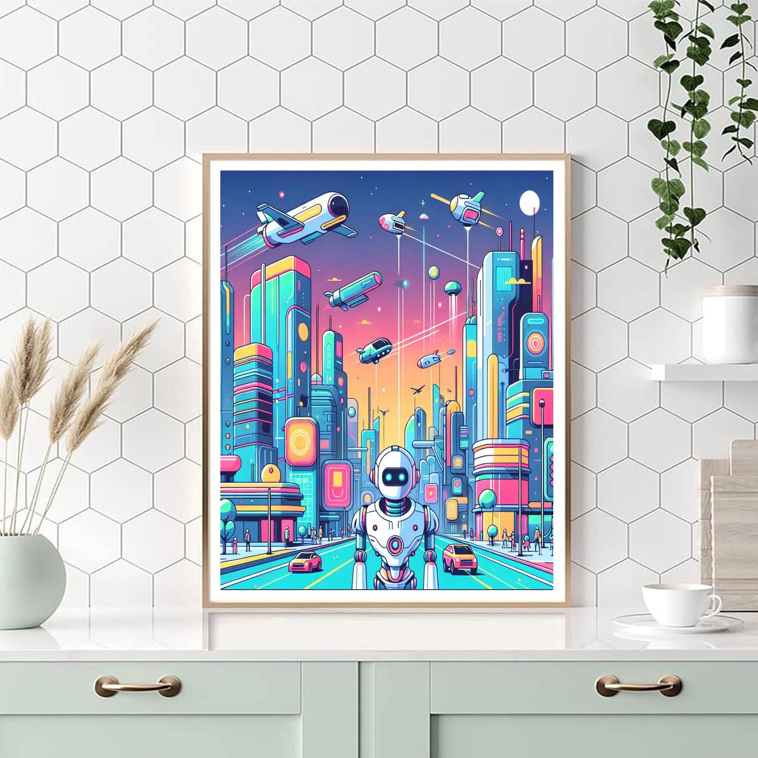 Robot City Odyssey Painting By Numbers Kit
