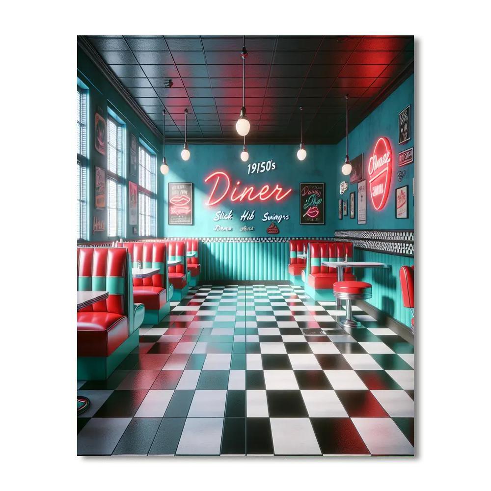 Vintage Retro Diner Paint By Numbers