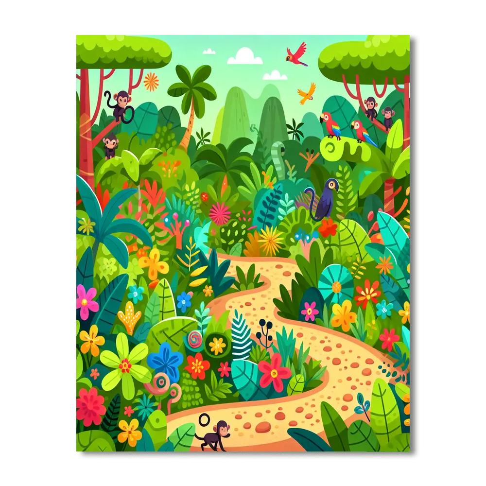 Explorer's Jungle Path Paint By Numbers Art
