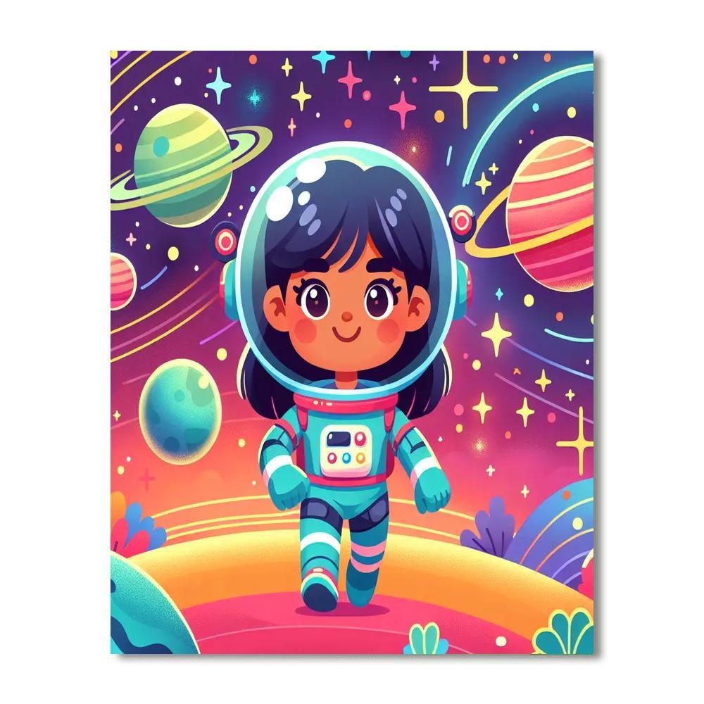 Space Cadet's Galactic Journey Paint By Numbers Art