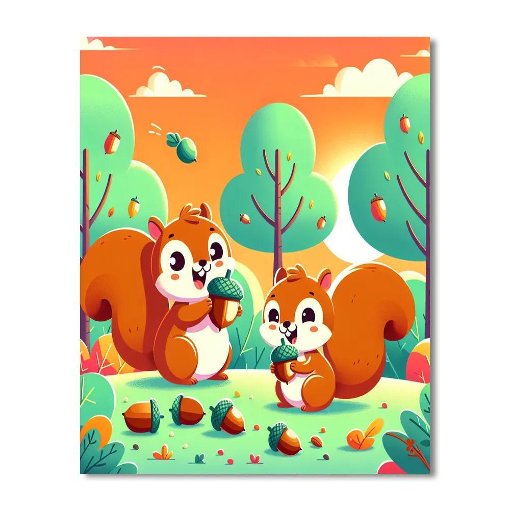 Adventure With Squirrels Painting Number Kit