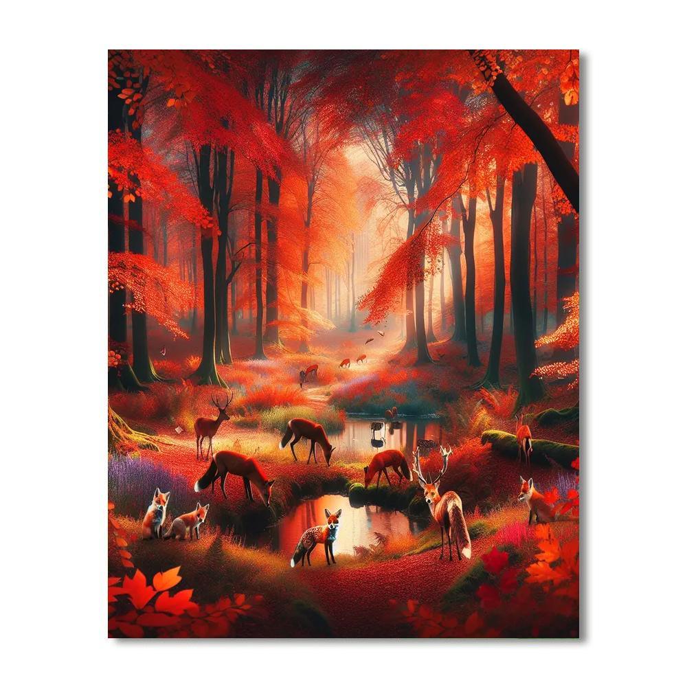 Autumn Woodland Gathering Painting By Numbers Kit
