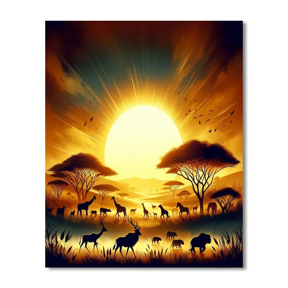 Majestic Savannah Sunrise Paint By Numbers Art