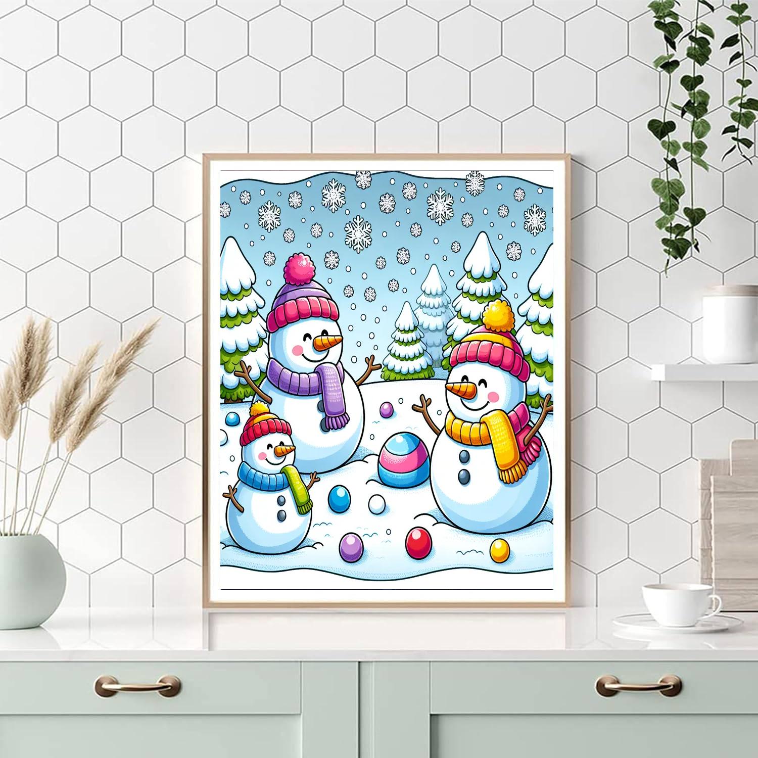 Giggly Snowmen Numbered Painting Kits