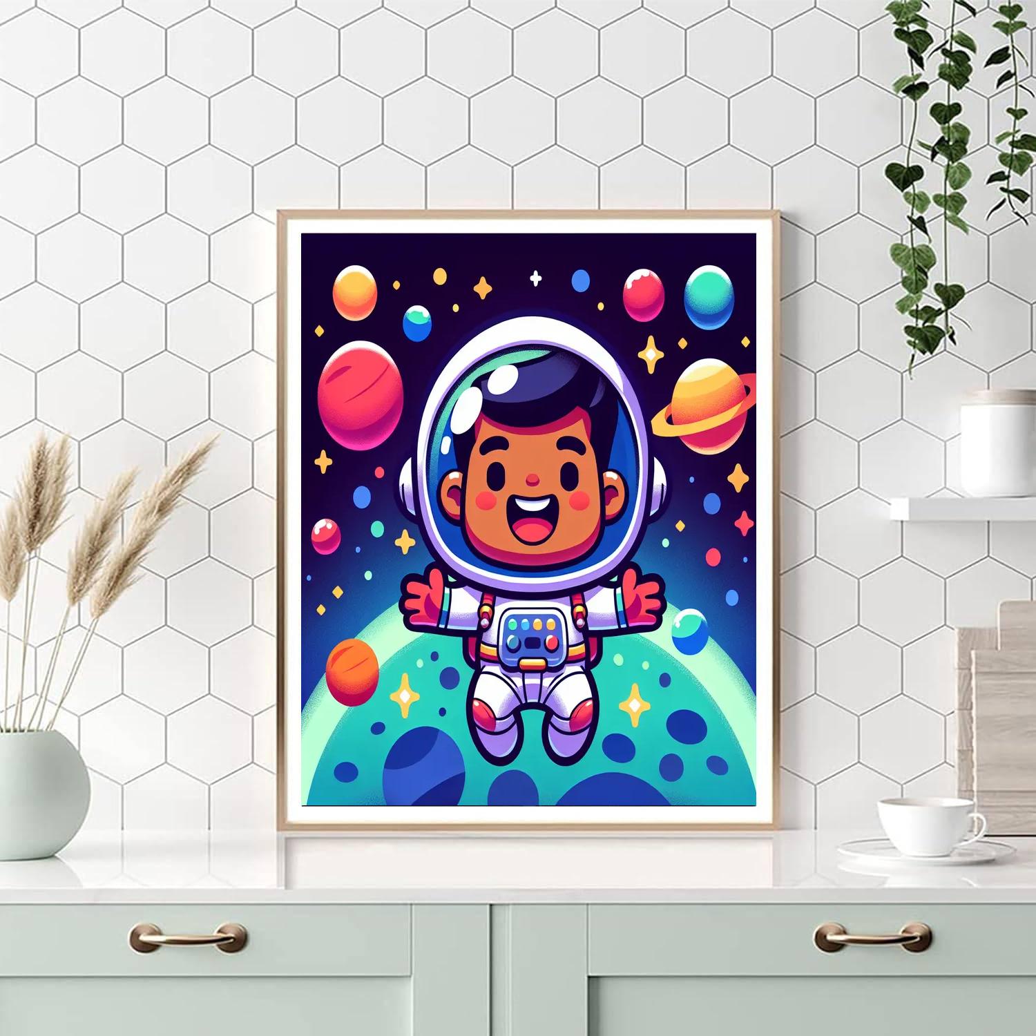 Happy Astronaut Paint By Numbers Art