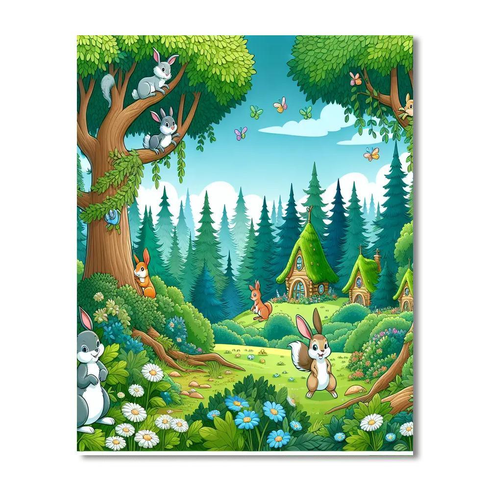 Woodland Friends And Fairy Houses Paint By Number