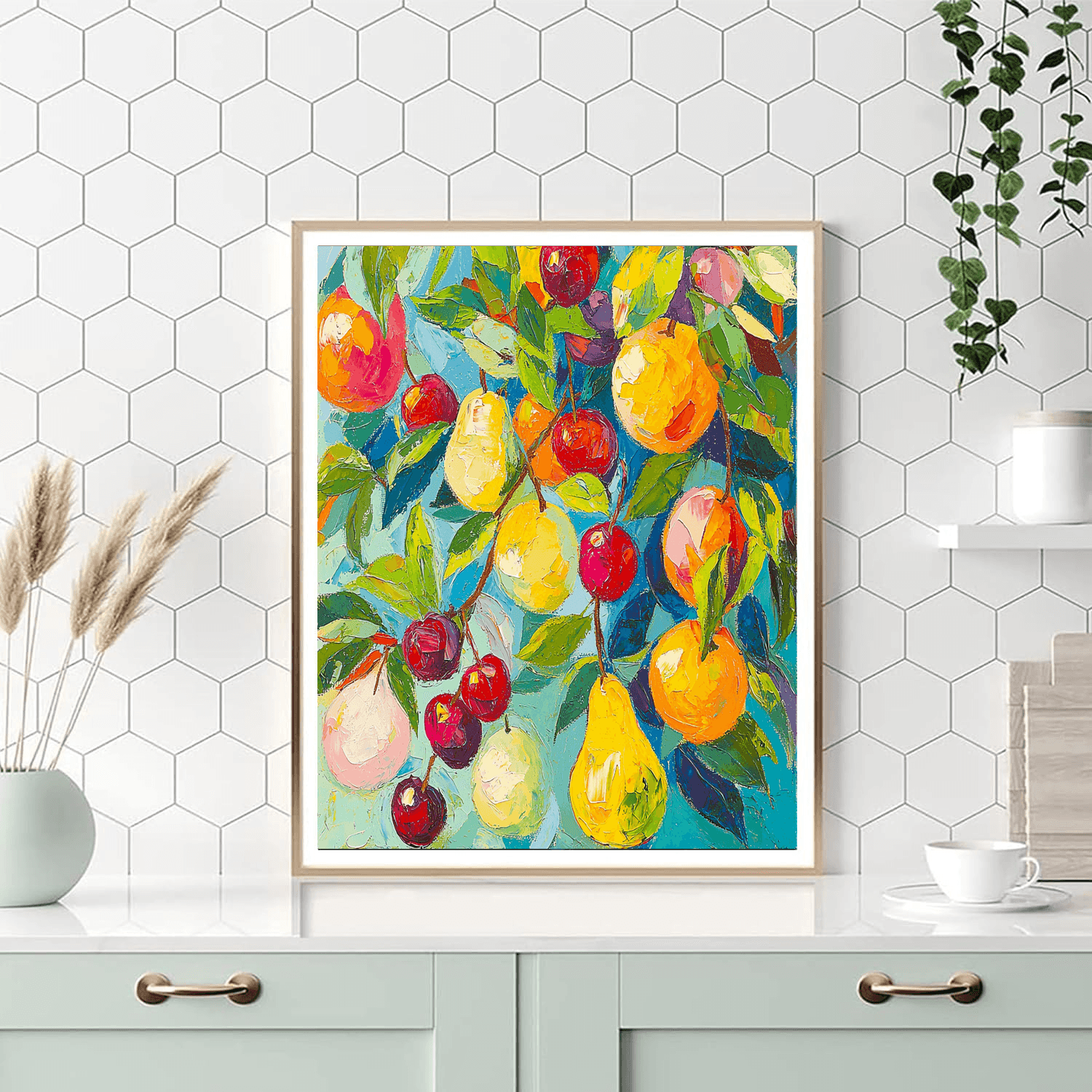 Matisse Inspired Sunny Fruit Orchard  Number Painting