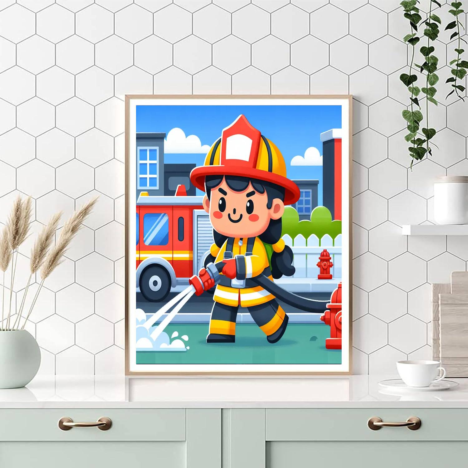 Heroic Firefighters In Action Paint By Numbers