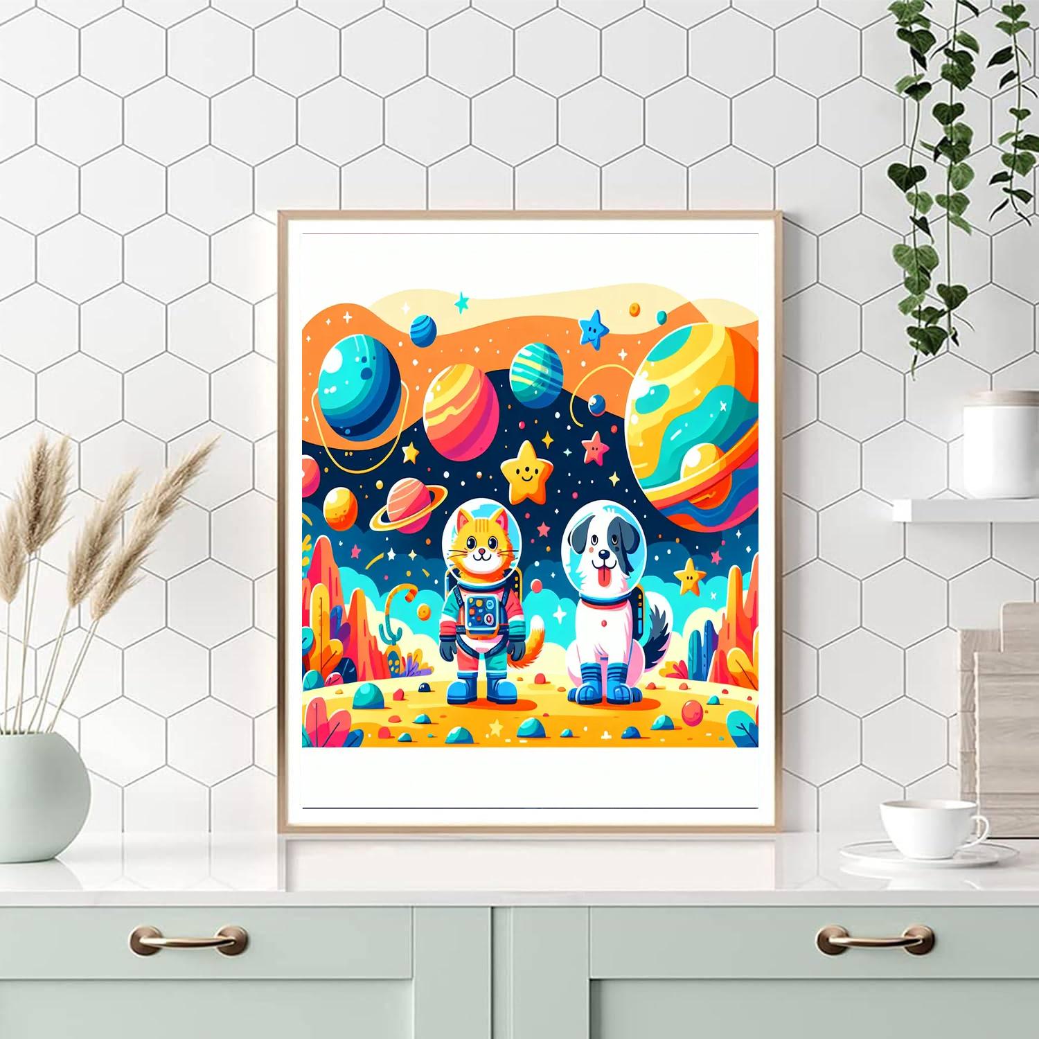 Animal Space Adventure Paint By Numbers Art