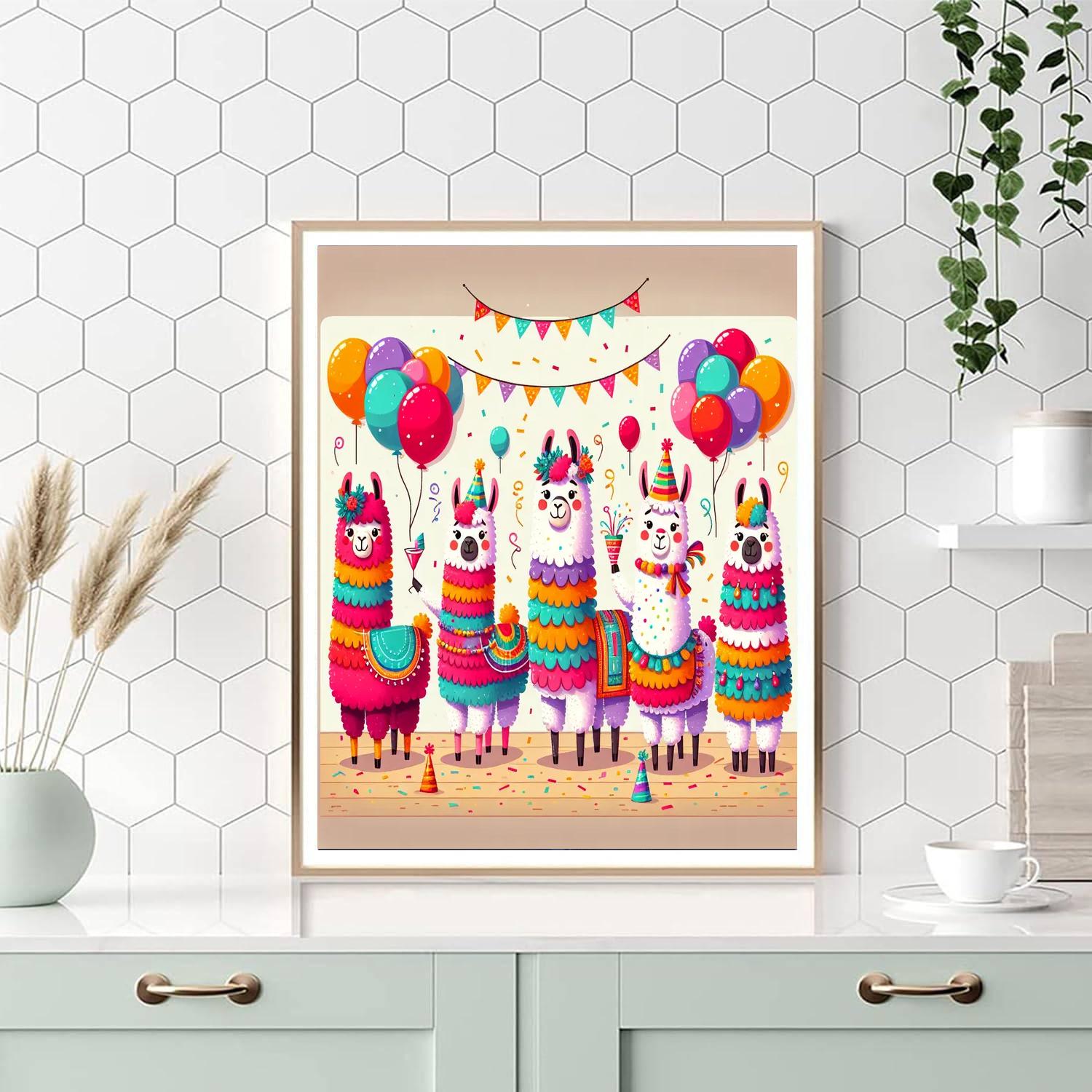 Lively Llama Celebration Painting By Numbers Kit