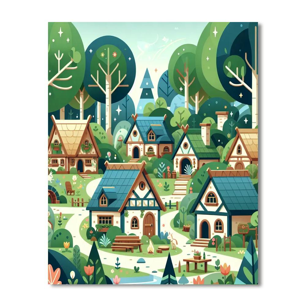 Enchanted Elven Village Numbered Painting Kits