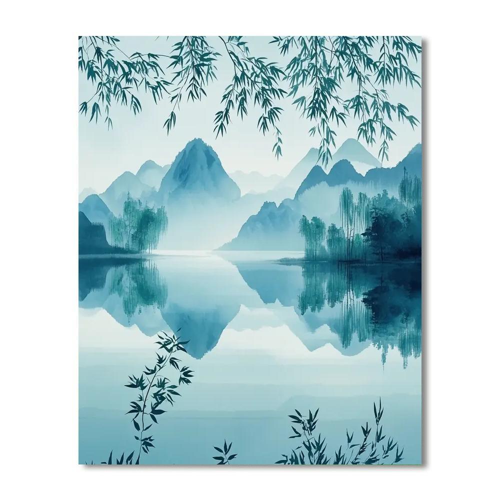 Zhao Mengfu Inspired Harmonious Reflections  Painting By Numbers Kit