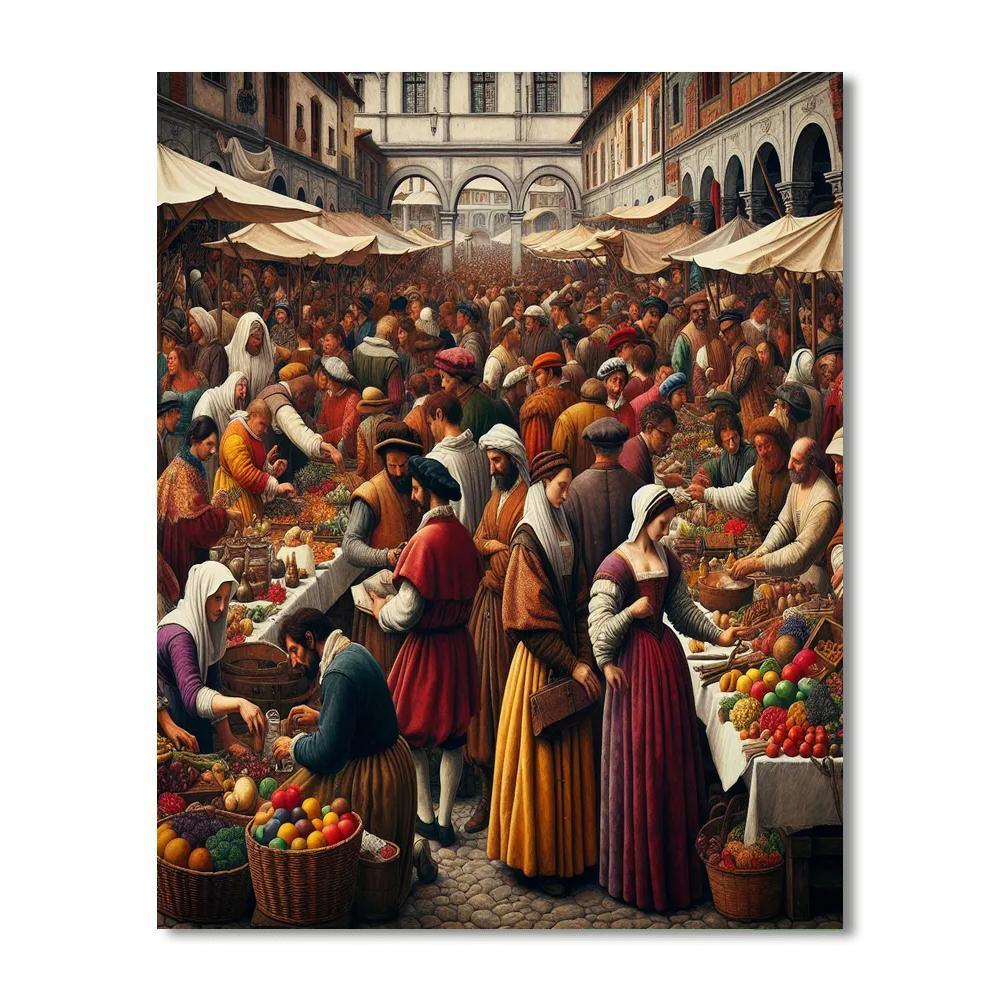 Renaissance Market Scene Paint By Number