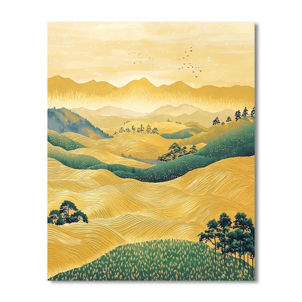 Hiroshige Inspired Breezes Over The Rice Fields  Paint By Color