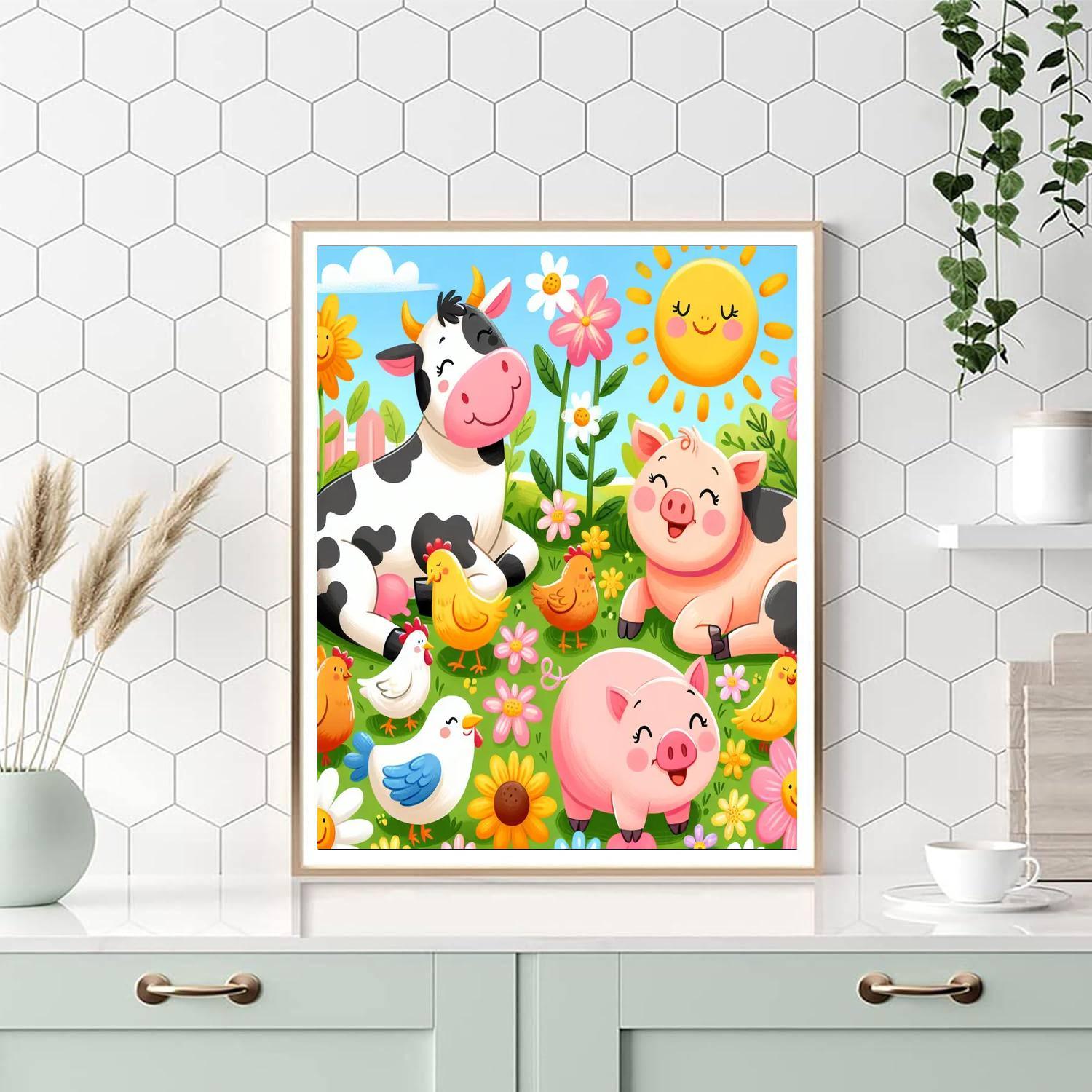 Cheerful Animal Farm DIY Paint By Numbers
