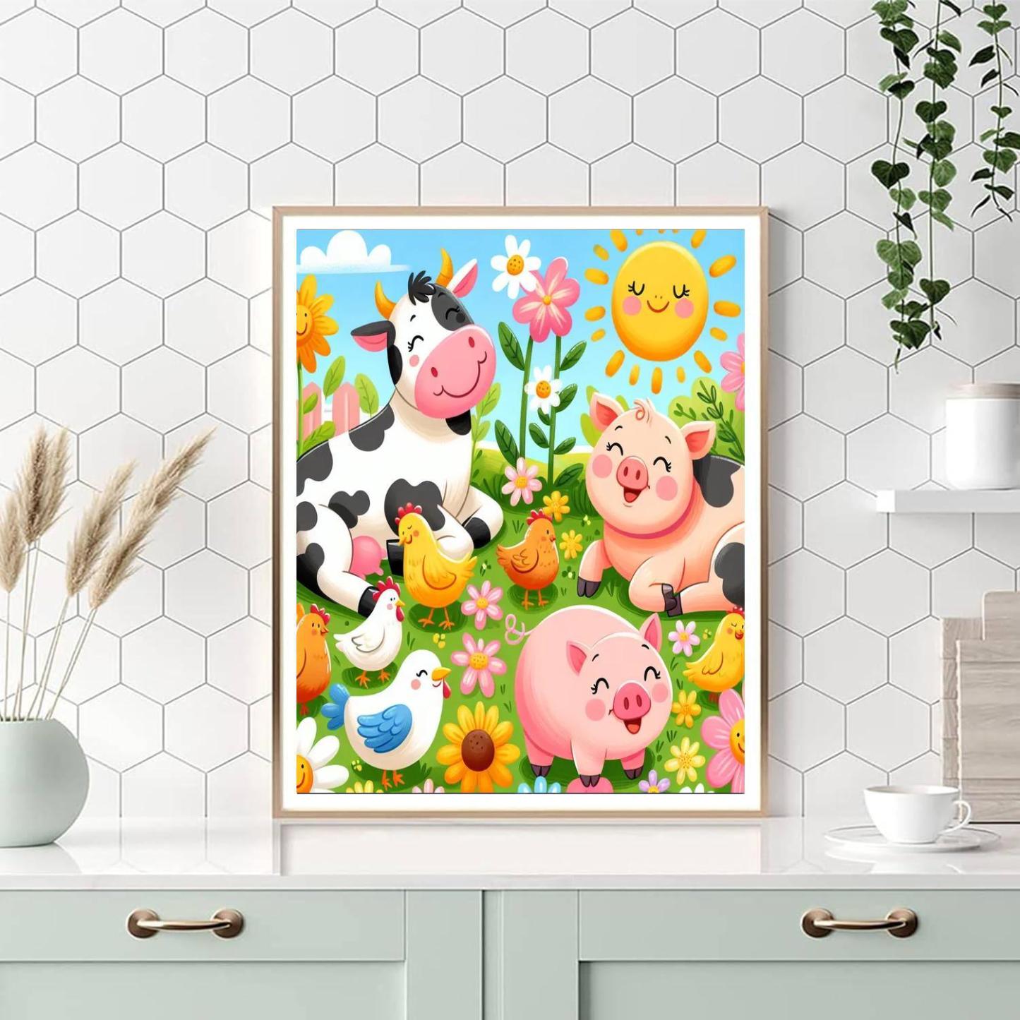 Cheerful Animal Farm DIY Paint By Numbers