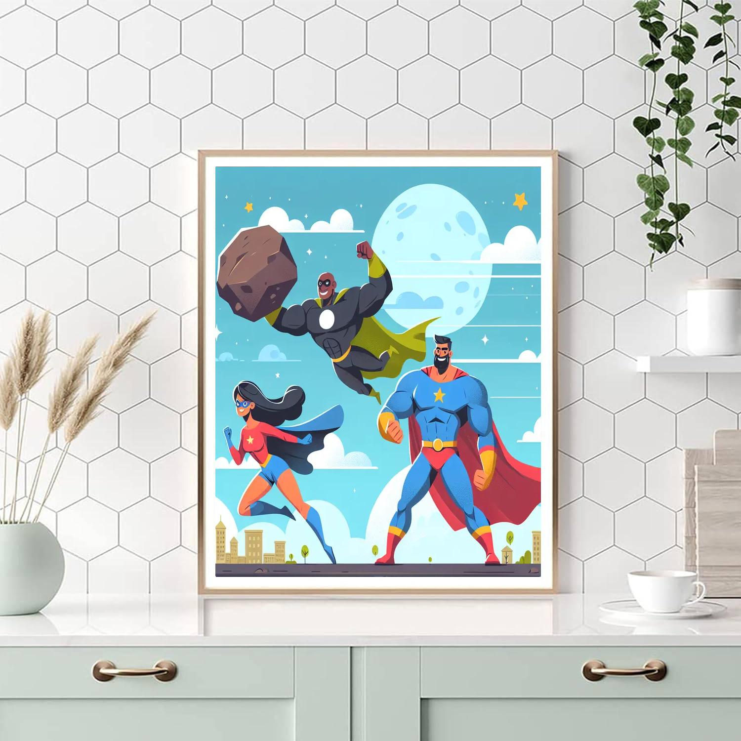 Superhero Team-up Challenge Paint By Numbers Art