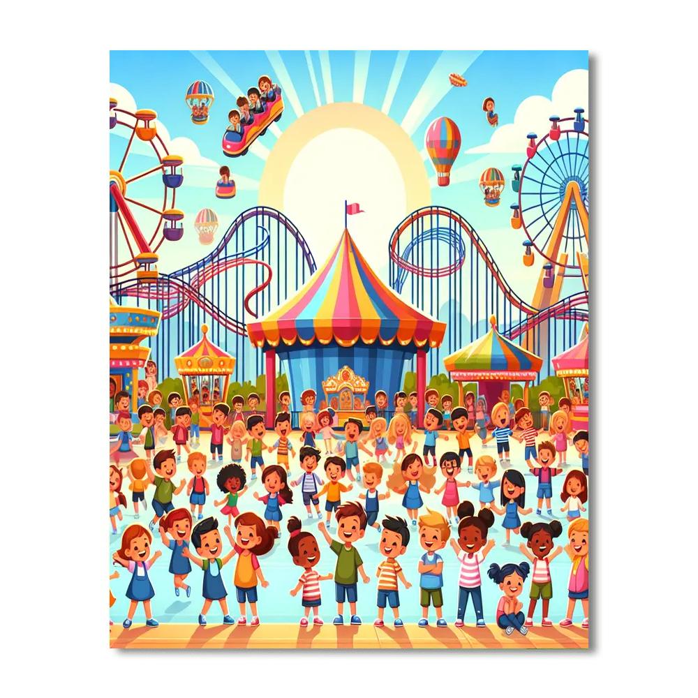 Fun Time At The Amusement Park Numbered Painting Kits