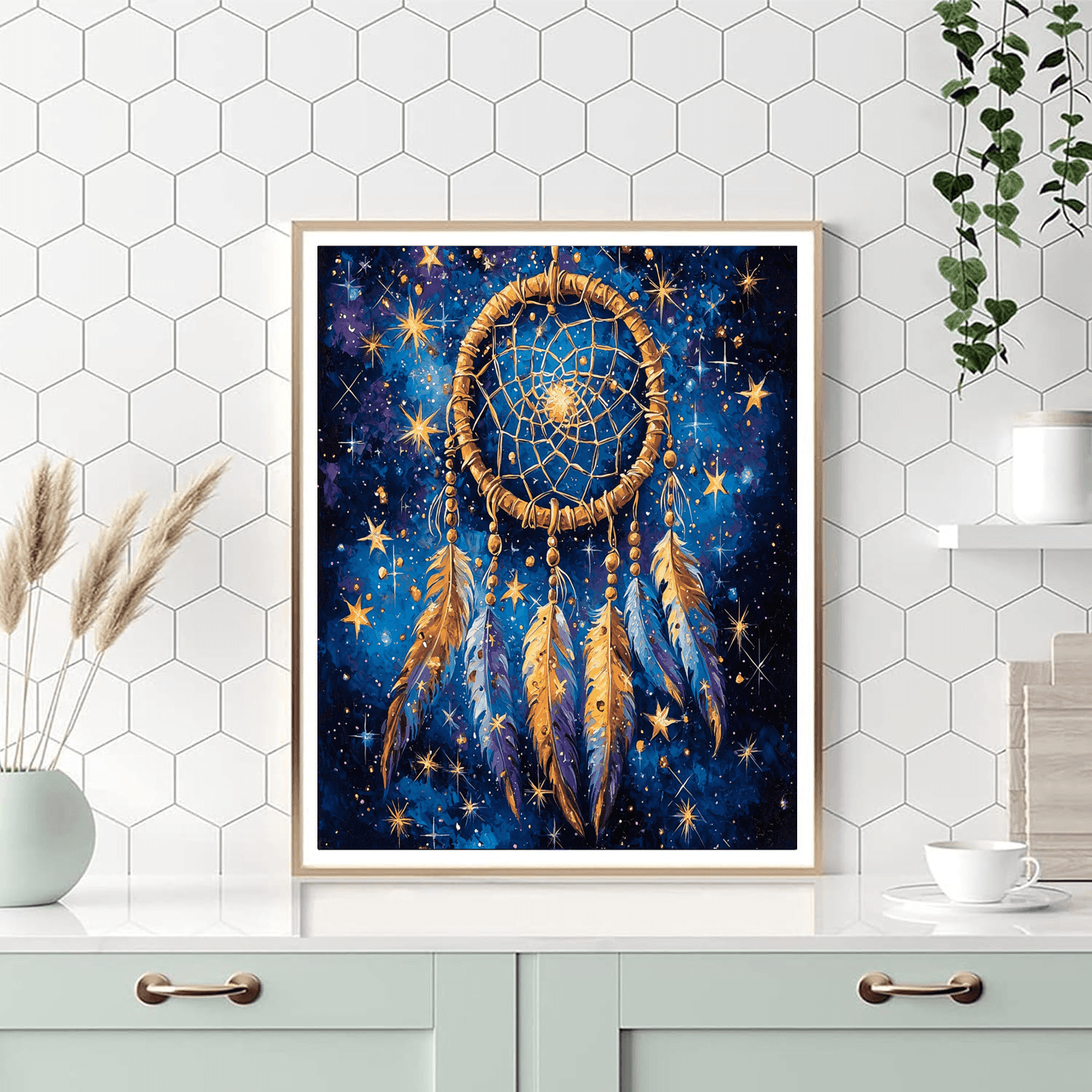 Native American Influence Inspired Celestial Dreamcatcher  Painting By Numbers Kit