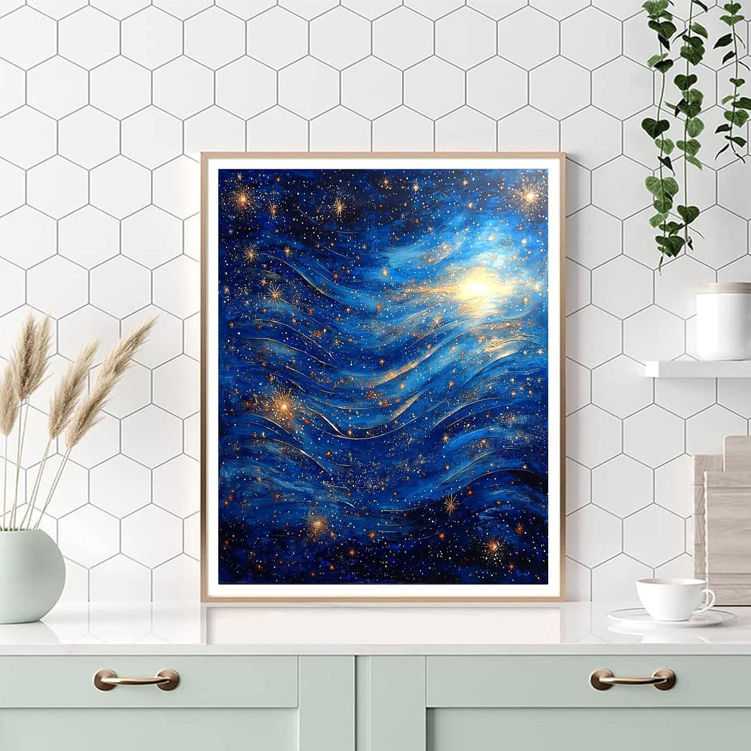 Leonardo Da Vinci Inspired Celestial Serenade: Stars And Swirls  Numbered Painting Kits