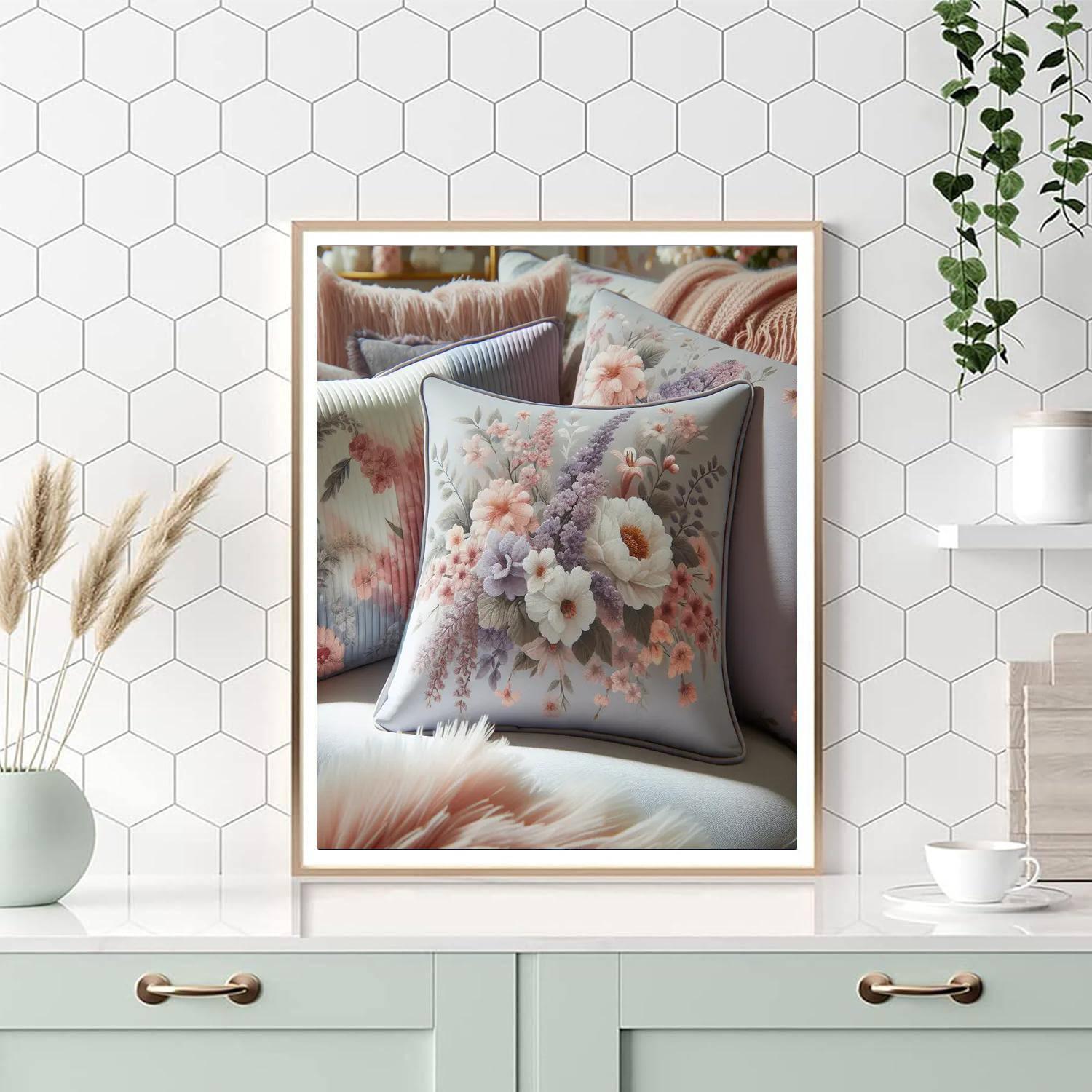 Petal Harmony Cushion Painting Number Kit