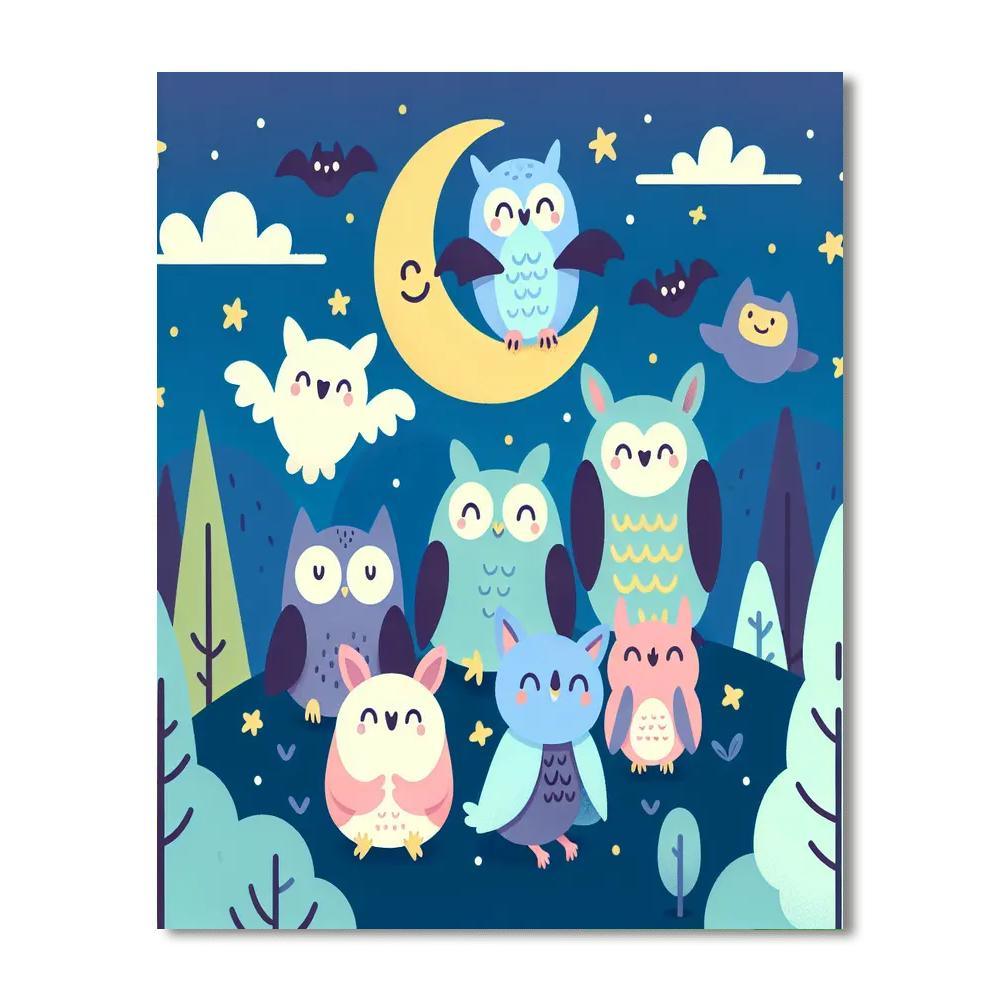 Starry Night Creatures Painting Number Kit