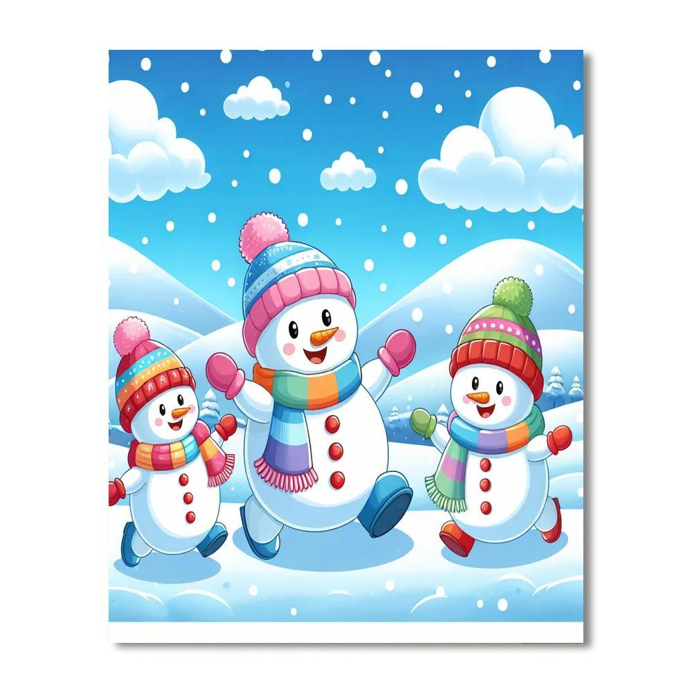Happy Snowman Family Paint By Number