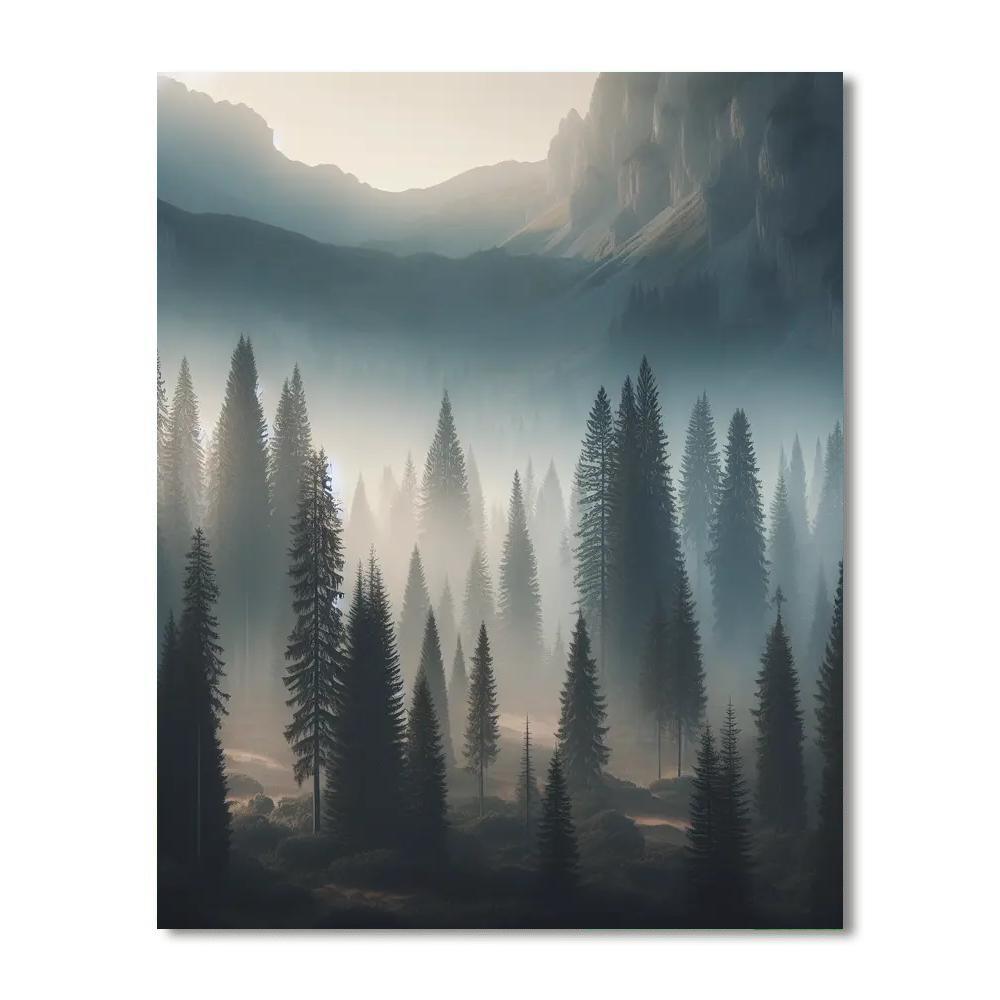 Misty Mountain Morning Calm Painting By Numbers Kit
