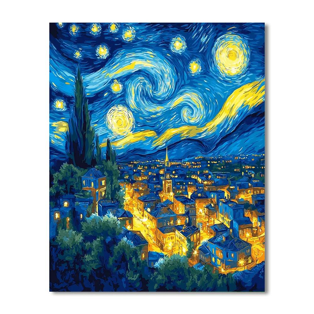 Vincent Van Gogh Inspired Starry Nights In The City  Paint By Numbers Kits