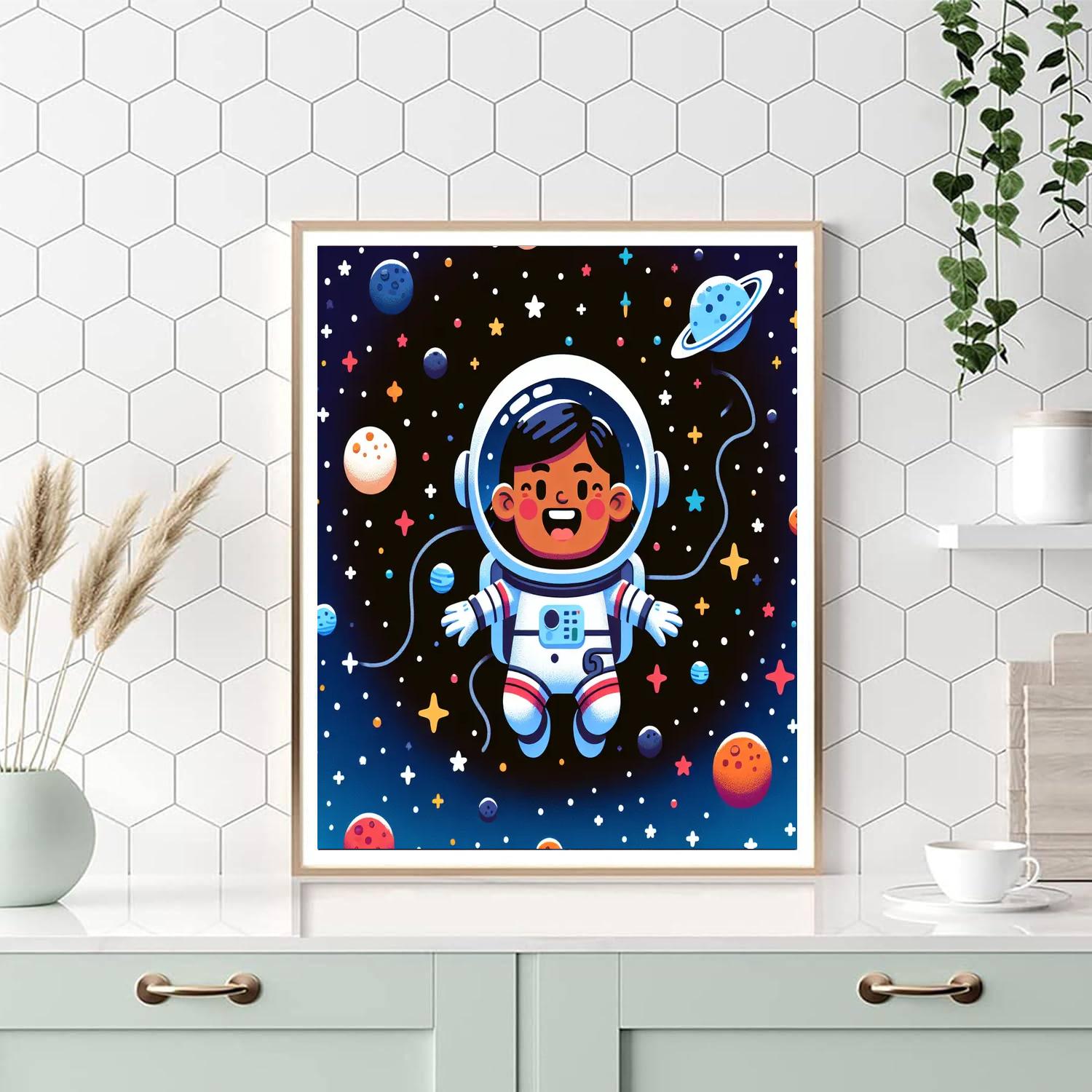 Astronaut's Starry Adventure Paint By Numbers Art