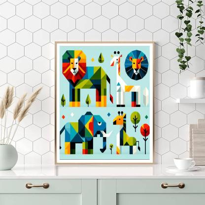 Colorful Geometric Animals Painting By Numbers Kit