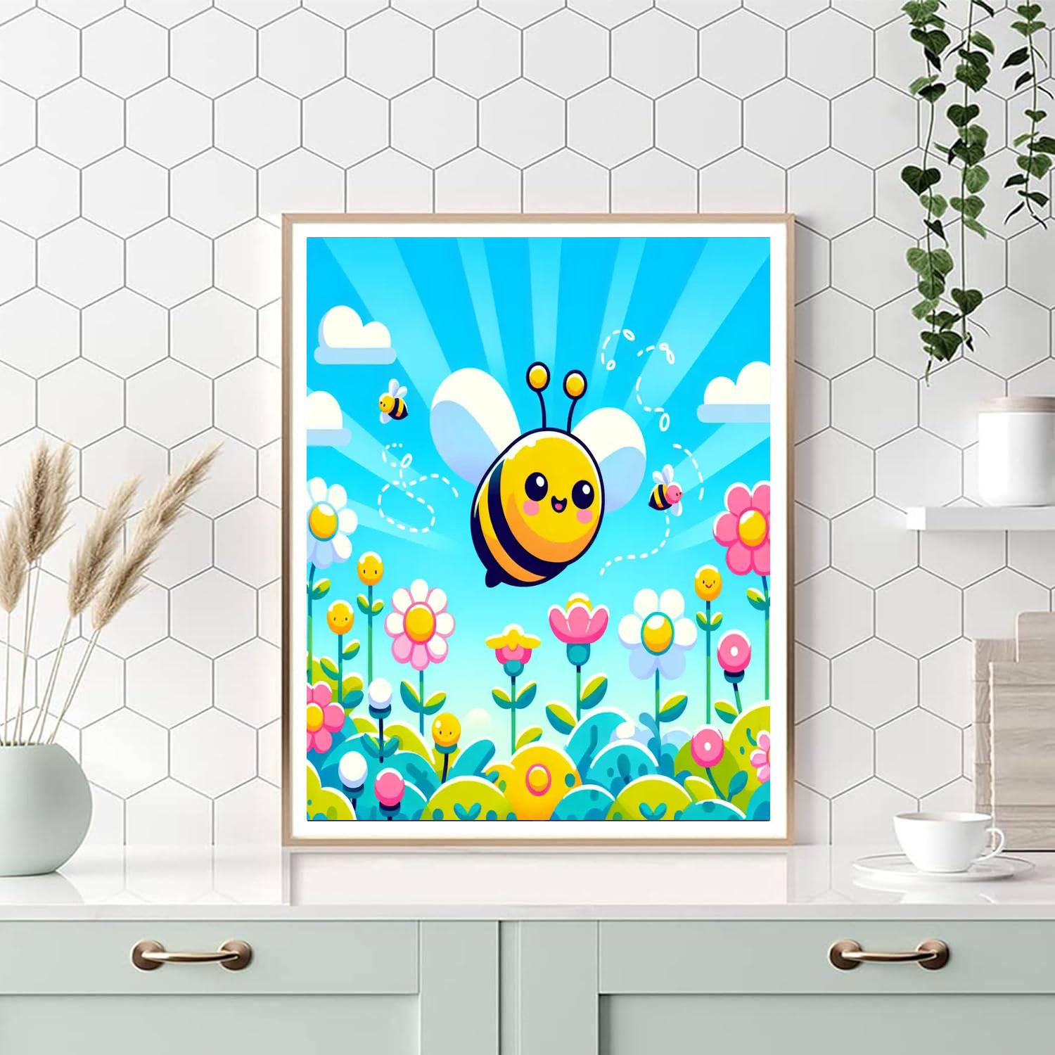 Diligent Bee's Garden Number Painting