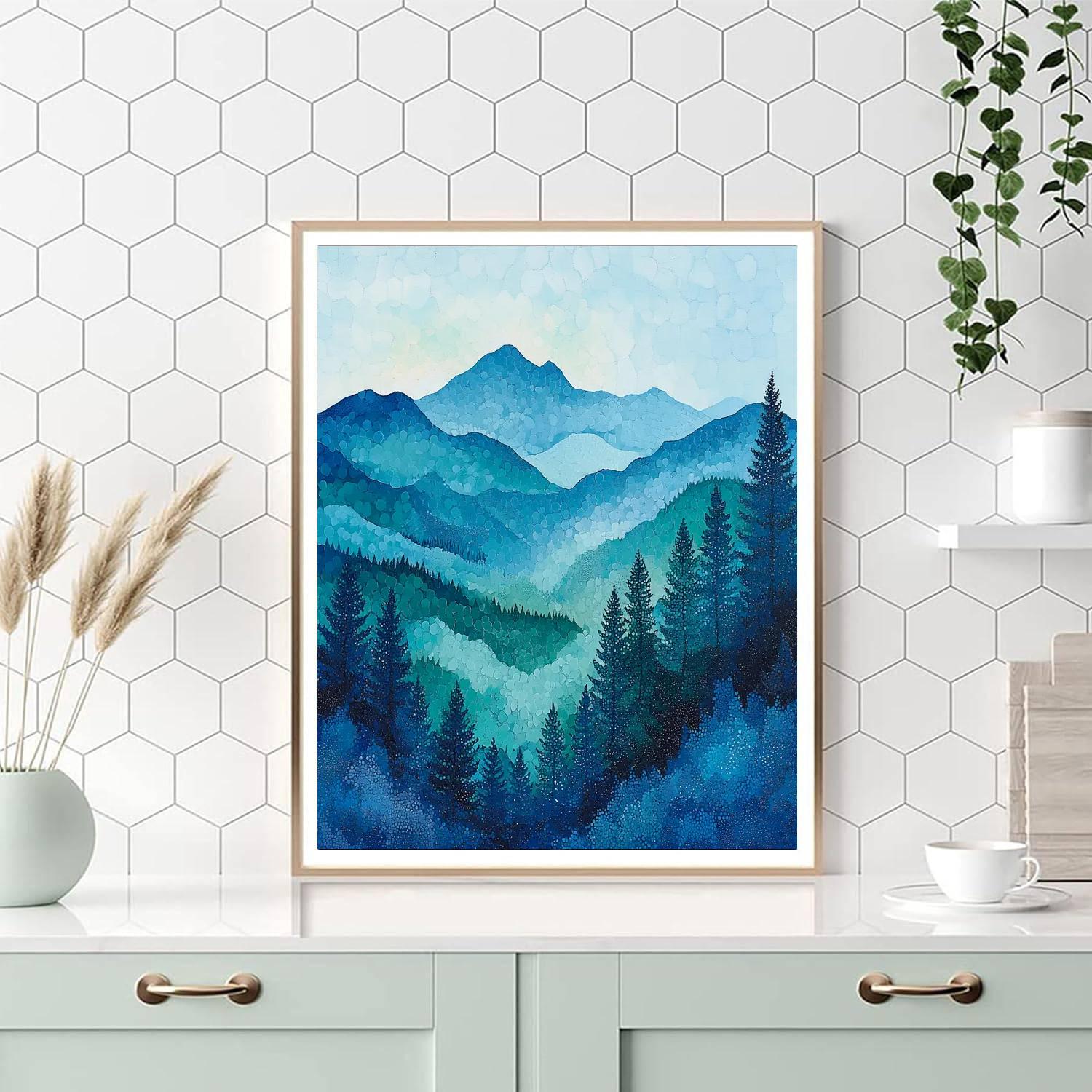 Georges Seurat Inspired Mountain Mist  Paint By Numbers Art