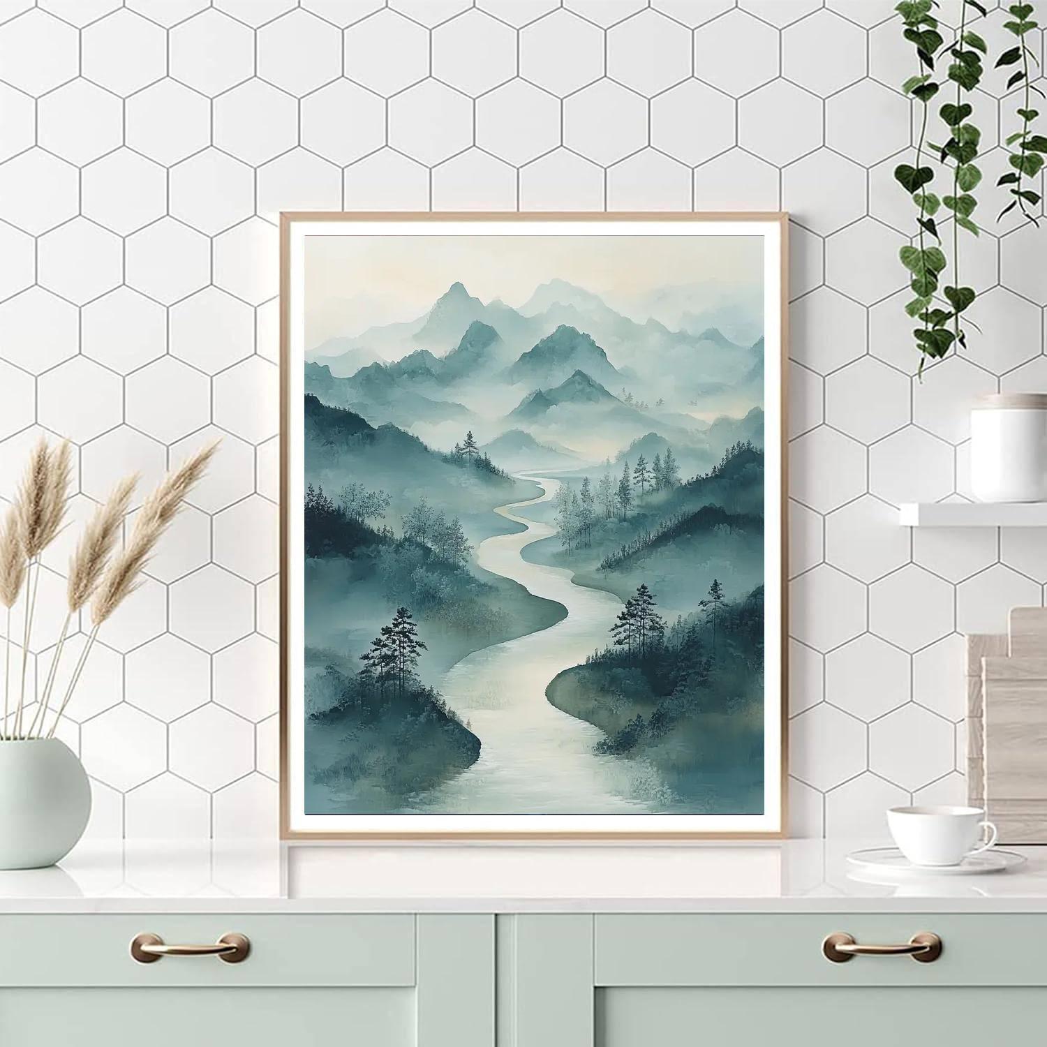 Zhao Mengfu Inspired Echoes Of Eternal River  Paint By Color