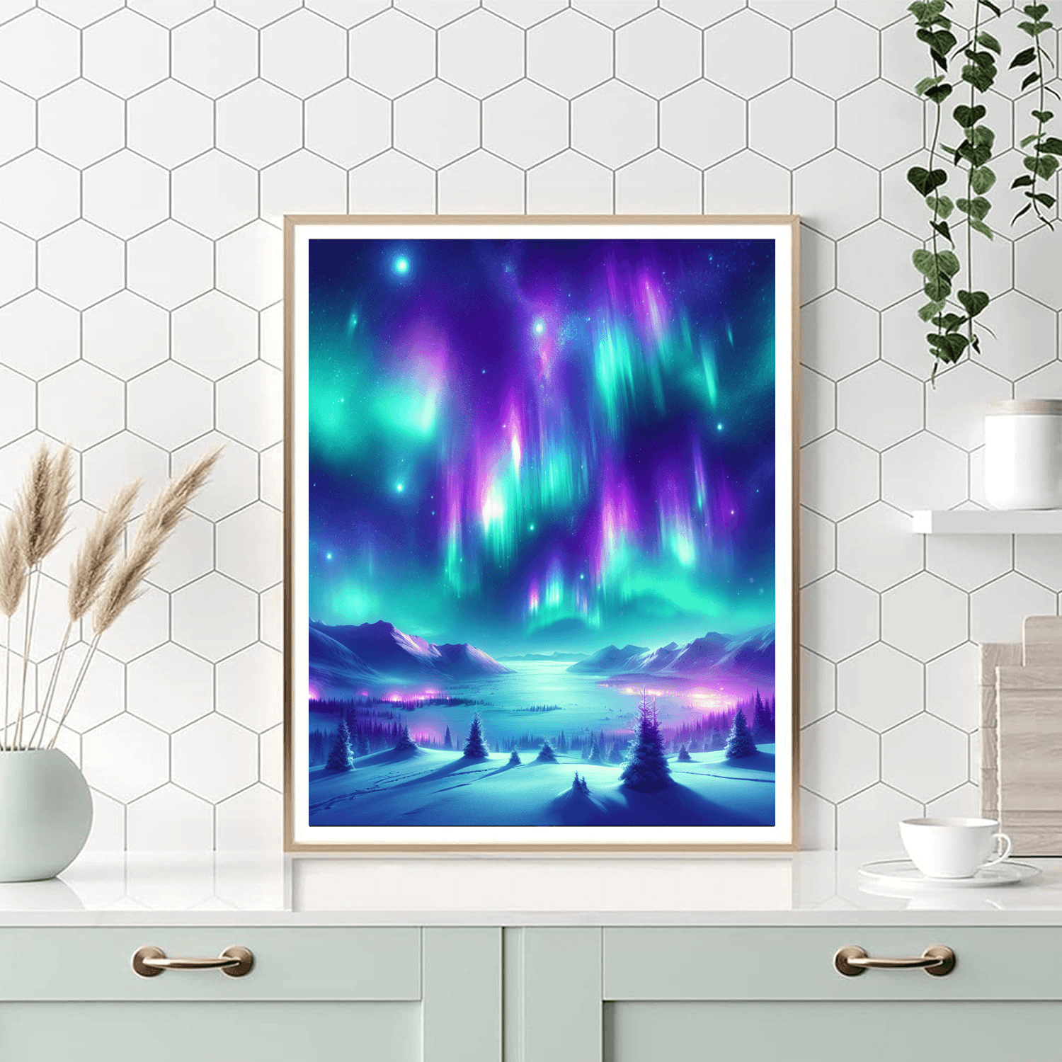 Mesmerizing Aurora Borealis Painting Number Kit