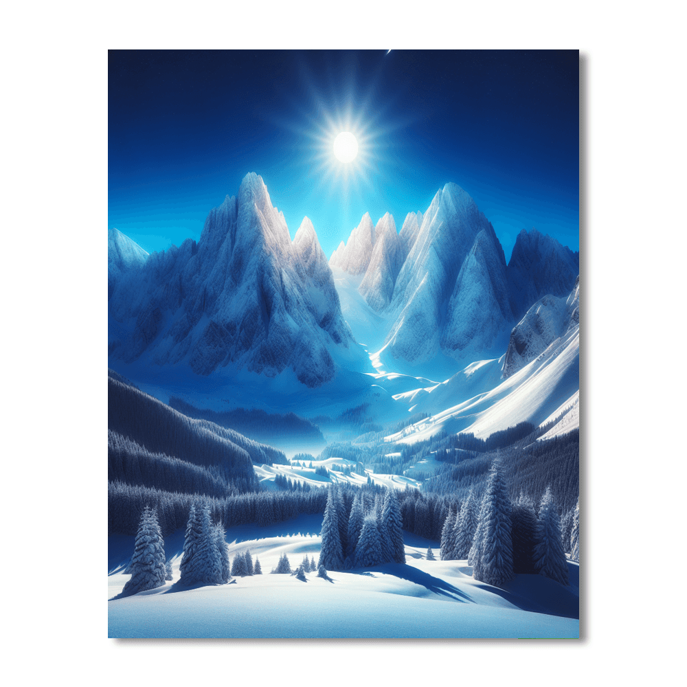 Grand Winter Mountains Painting Number Kit