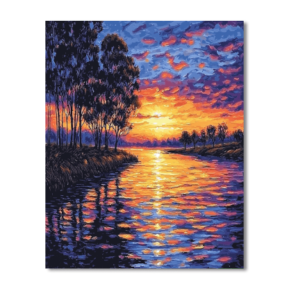 Claude Monet Inspired Sunset Over The Seine  DIY Paint By Numbers