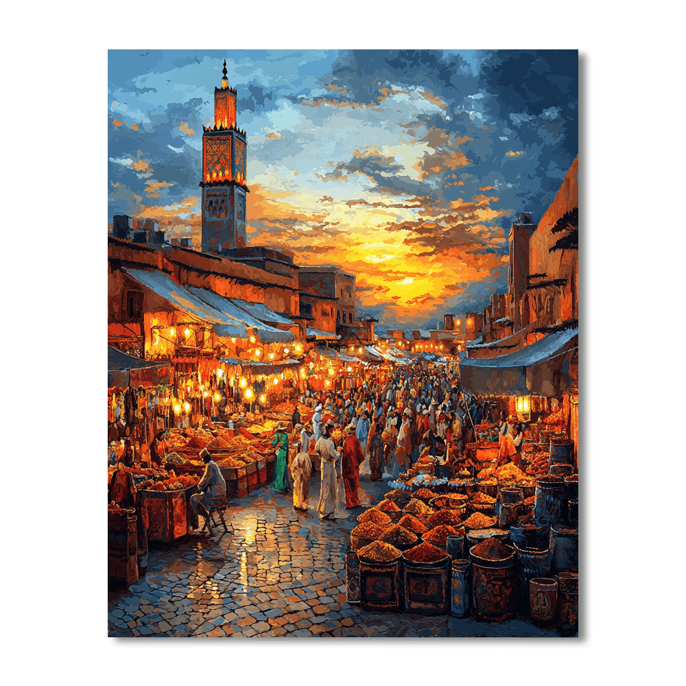 Djemaa El-fna - Marrakech, Morocco Numbered Painting Kits