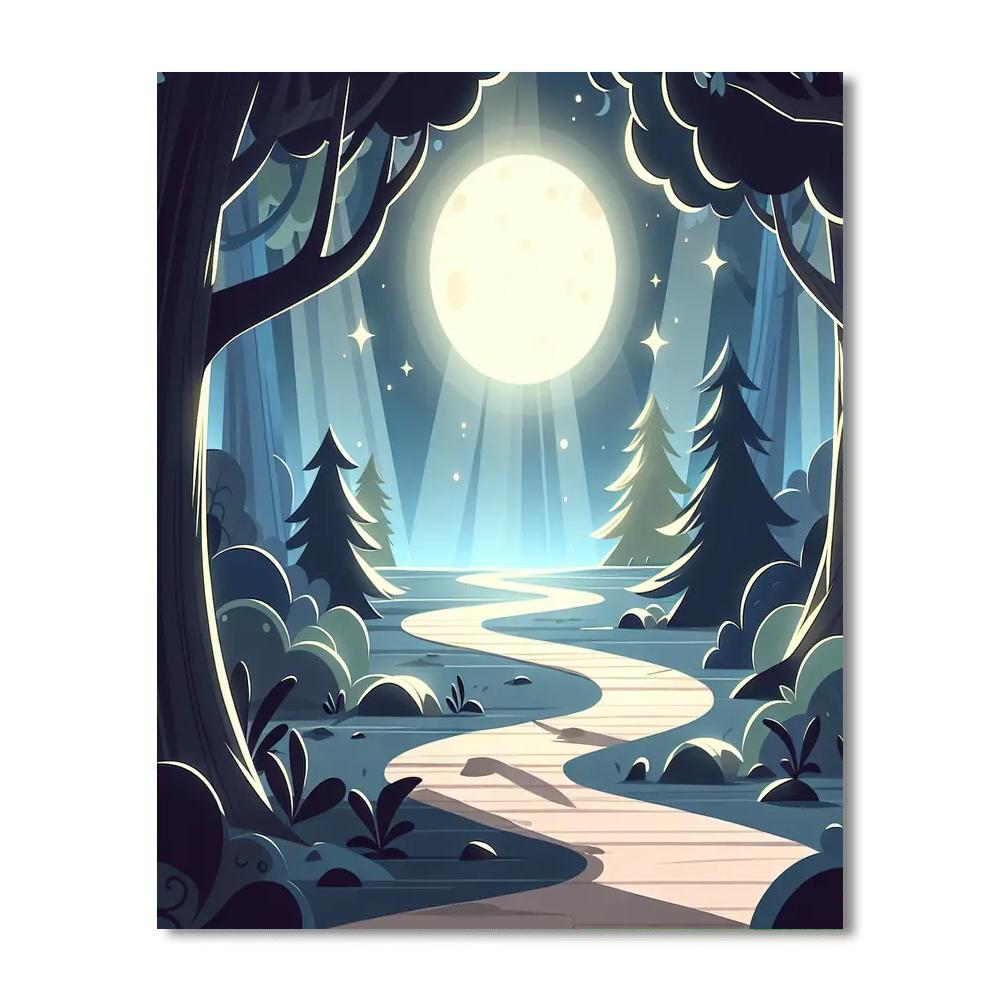 Mysterious Moonlit Path Paint By Numbers Art