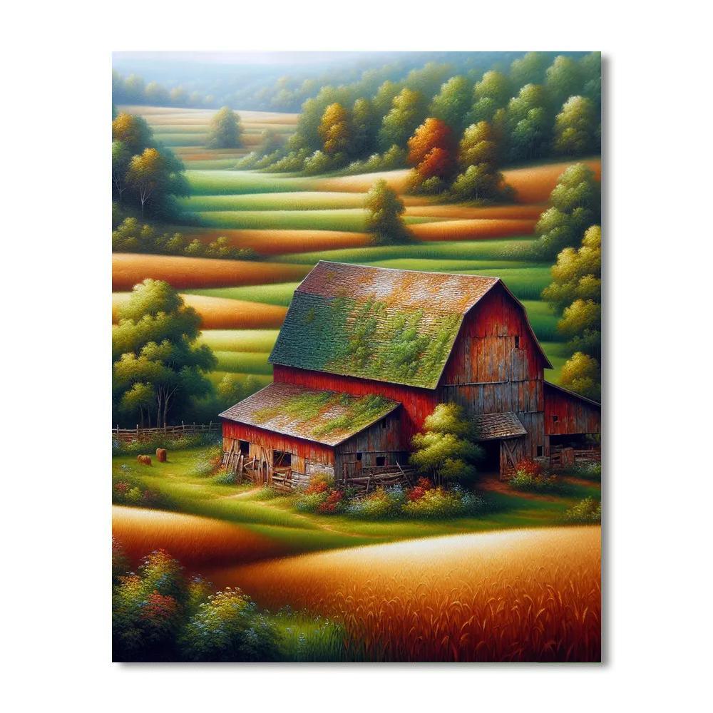 Charming Country Barn Scene Paint By Number