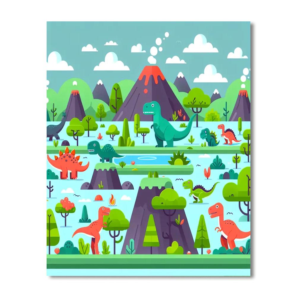 Fantastic Dinosaur World Paint By Numbers