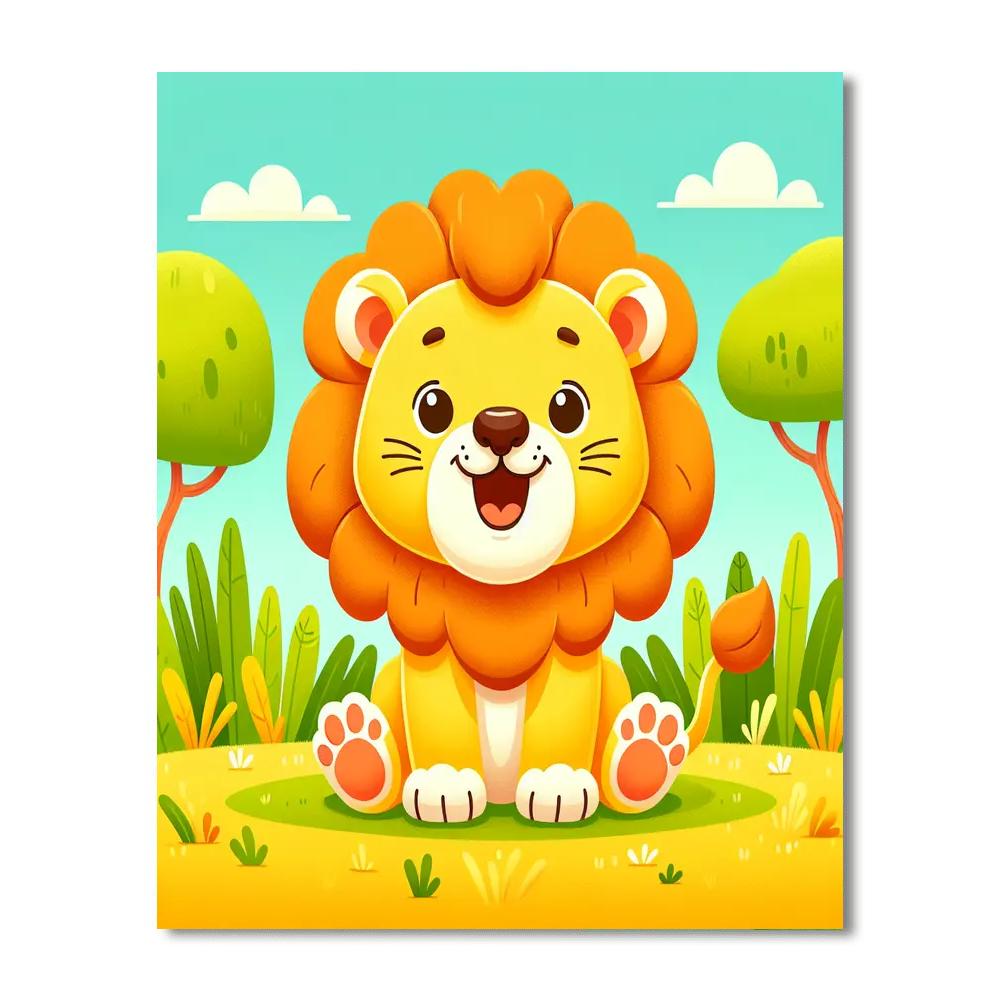 Charming Lion Cub Number Painting