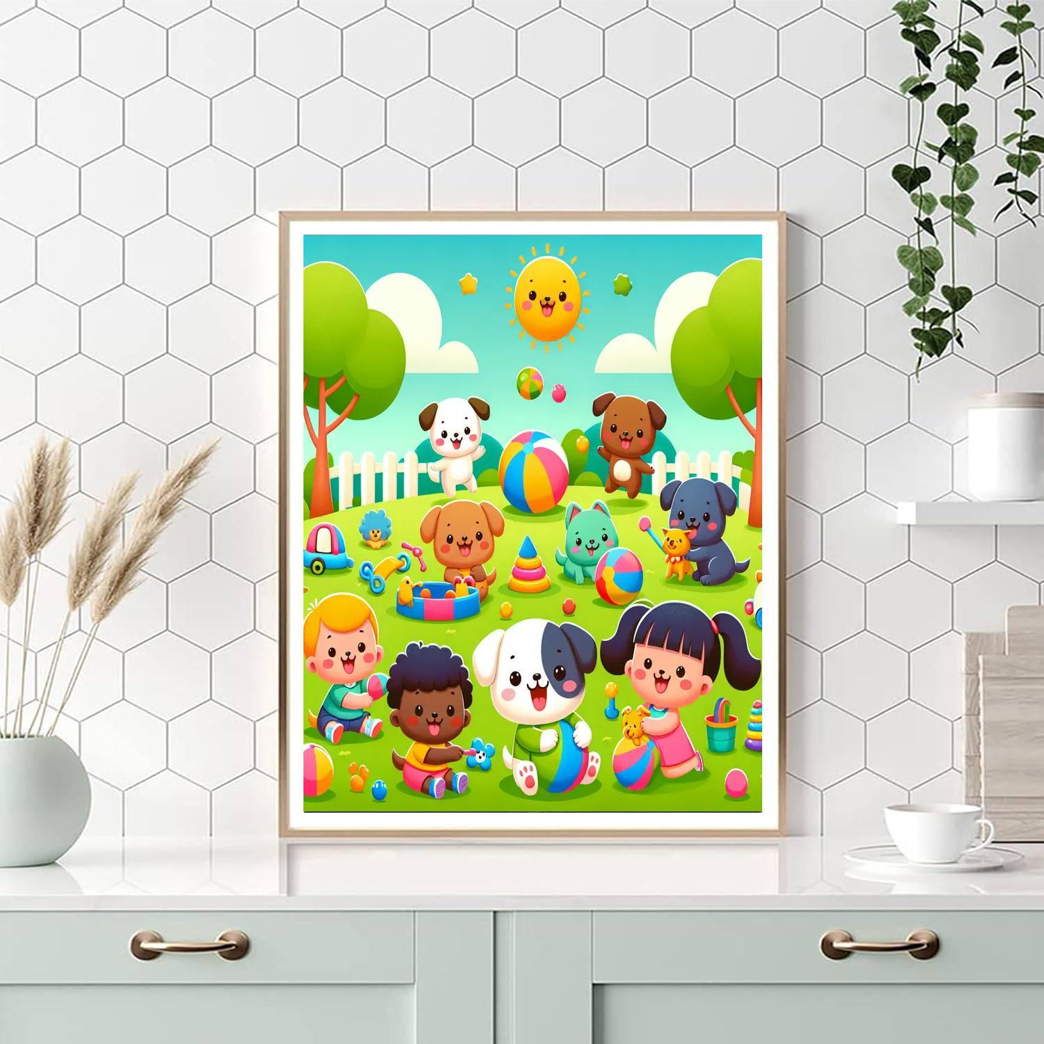 Playful Puppies' Adventure Paint By Numbers Art