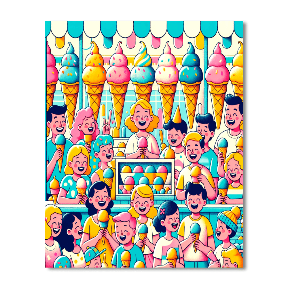 Whimsical Ice Cream Shop DIY Paint By Numbers