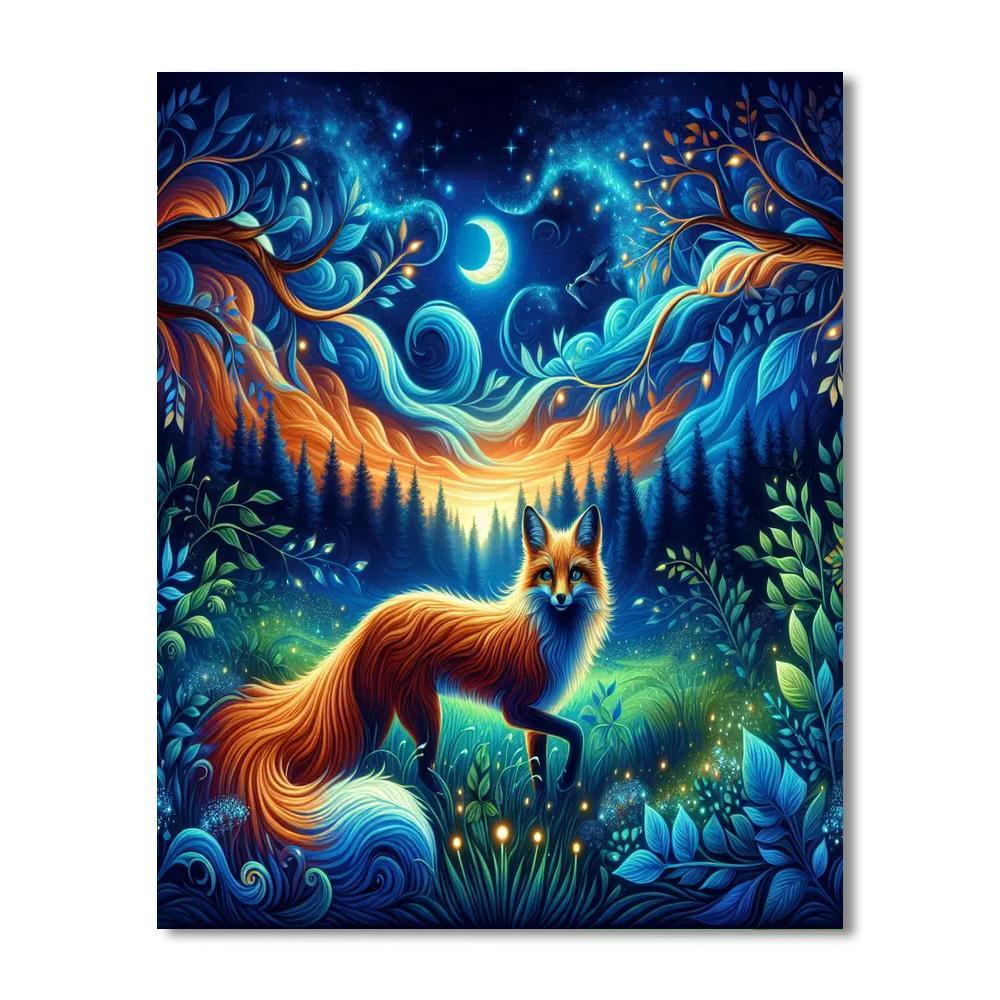 Fox's Enchanted Evening DIY Paint By Numbers