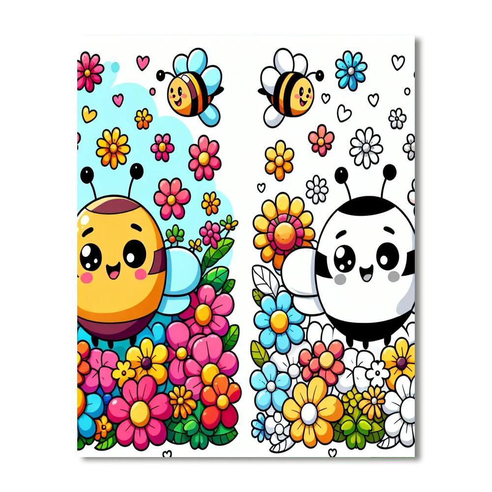Busy Bees And Beautiful Flowers Numbered Painting Kits