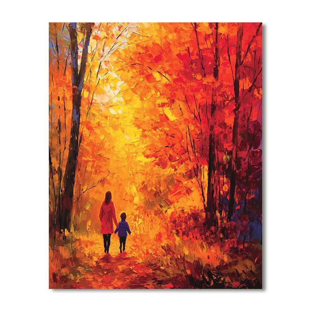 Motherly Love And Autumn Leaves DIY Paint By Numbers