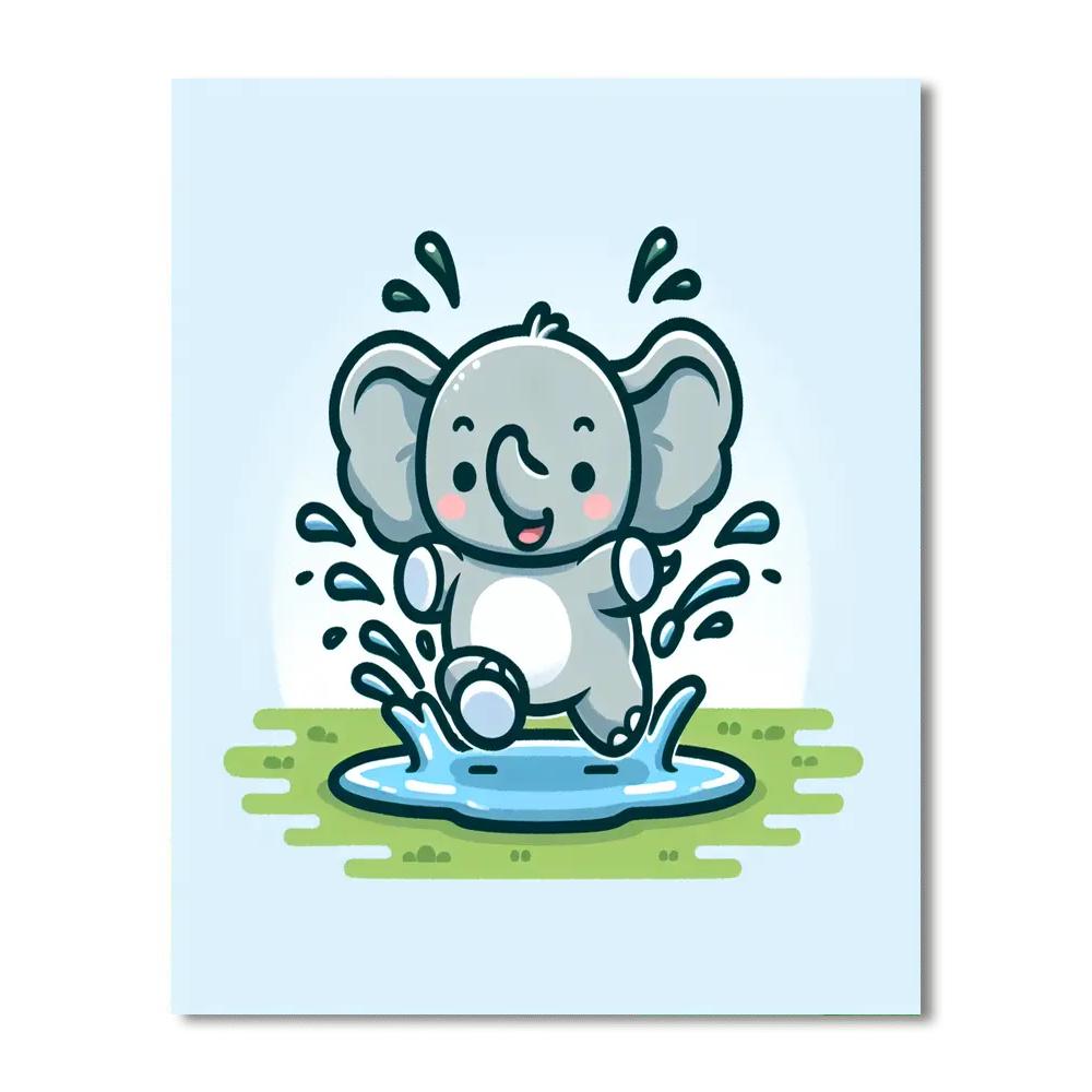 Playful Baby Elephant Paint By Numbers Art