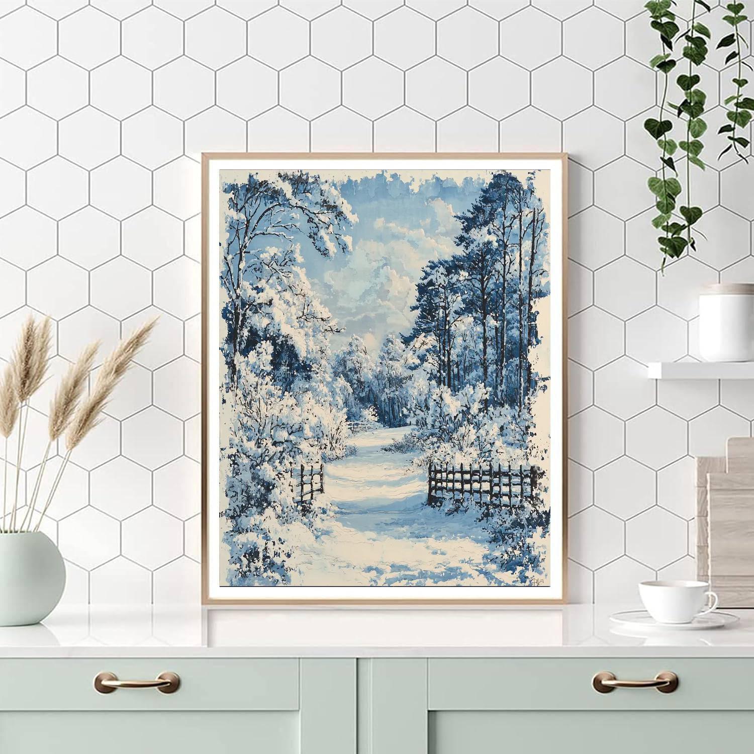 Utagawa Hiroshige Inspired Sublime Winter Scenery  Number Painting