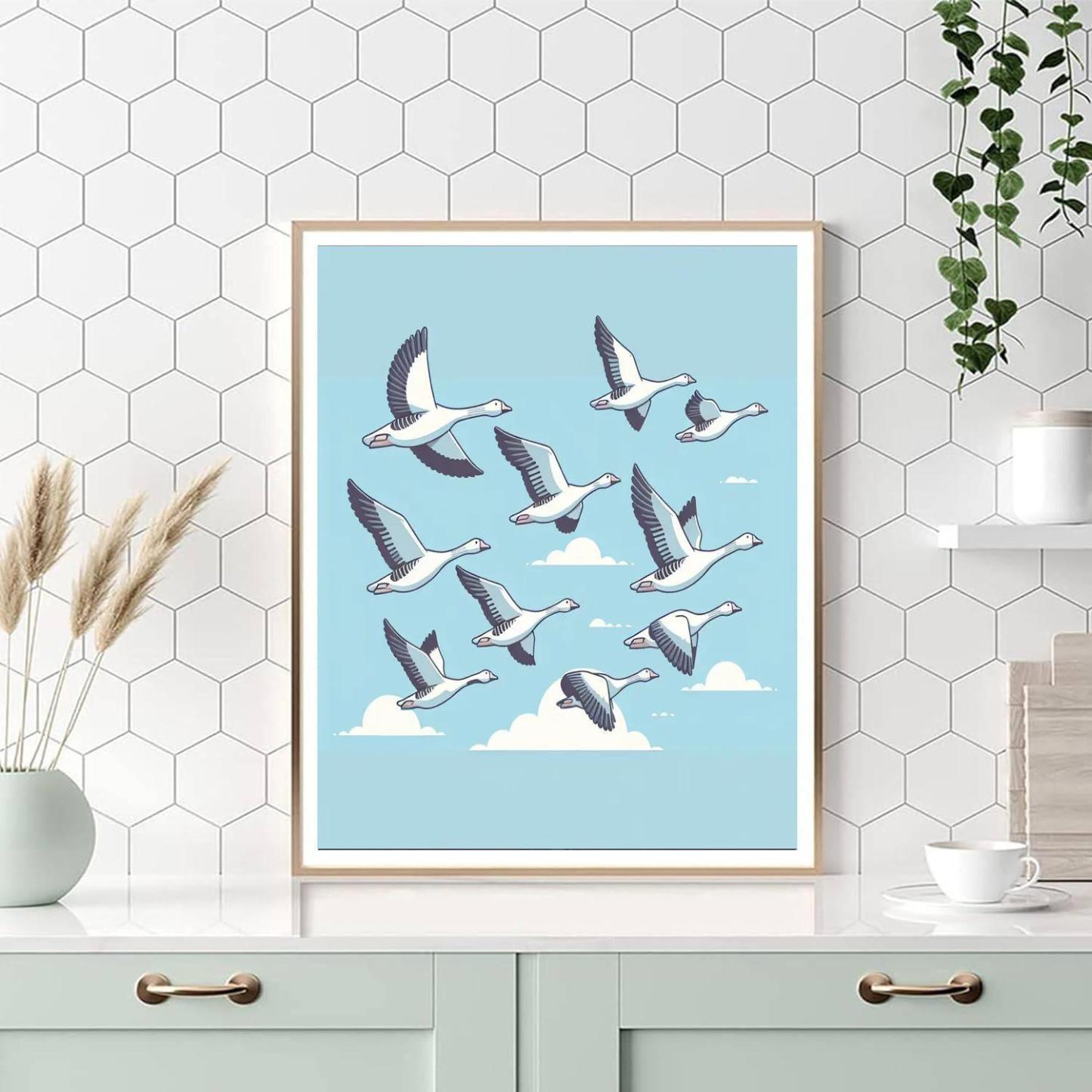 Gliding Geese Paint By Number